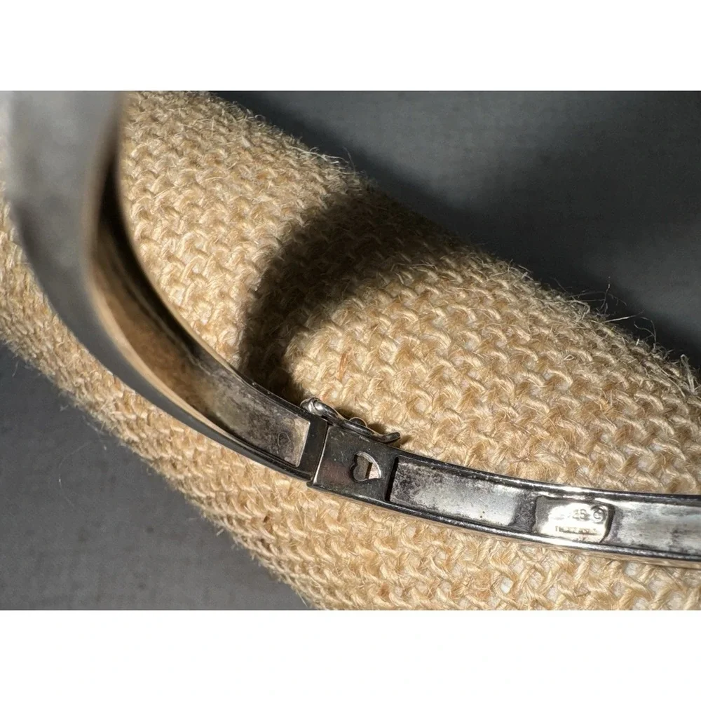 Sterling‎ Silver 925 Marcasite Bangle Bracelet Eternity Heart Suspicion Thailand